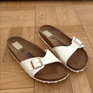 Birkenstock White Buckle Sandals
